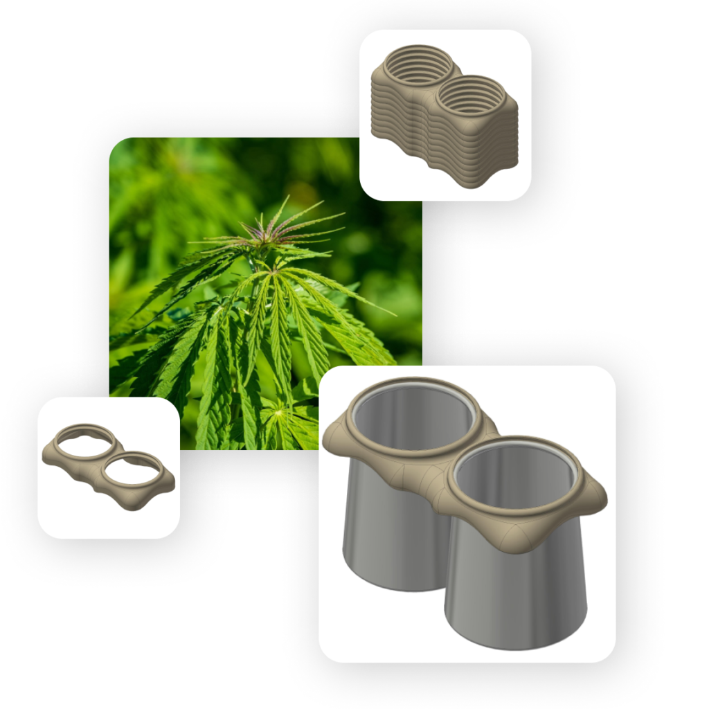 maquette 3d packaging recyclabe et pacakging écologique d'un pot de yaourt à base de chanvre